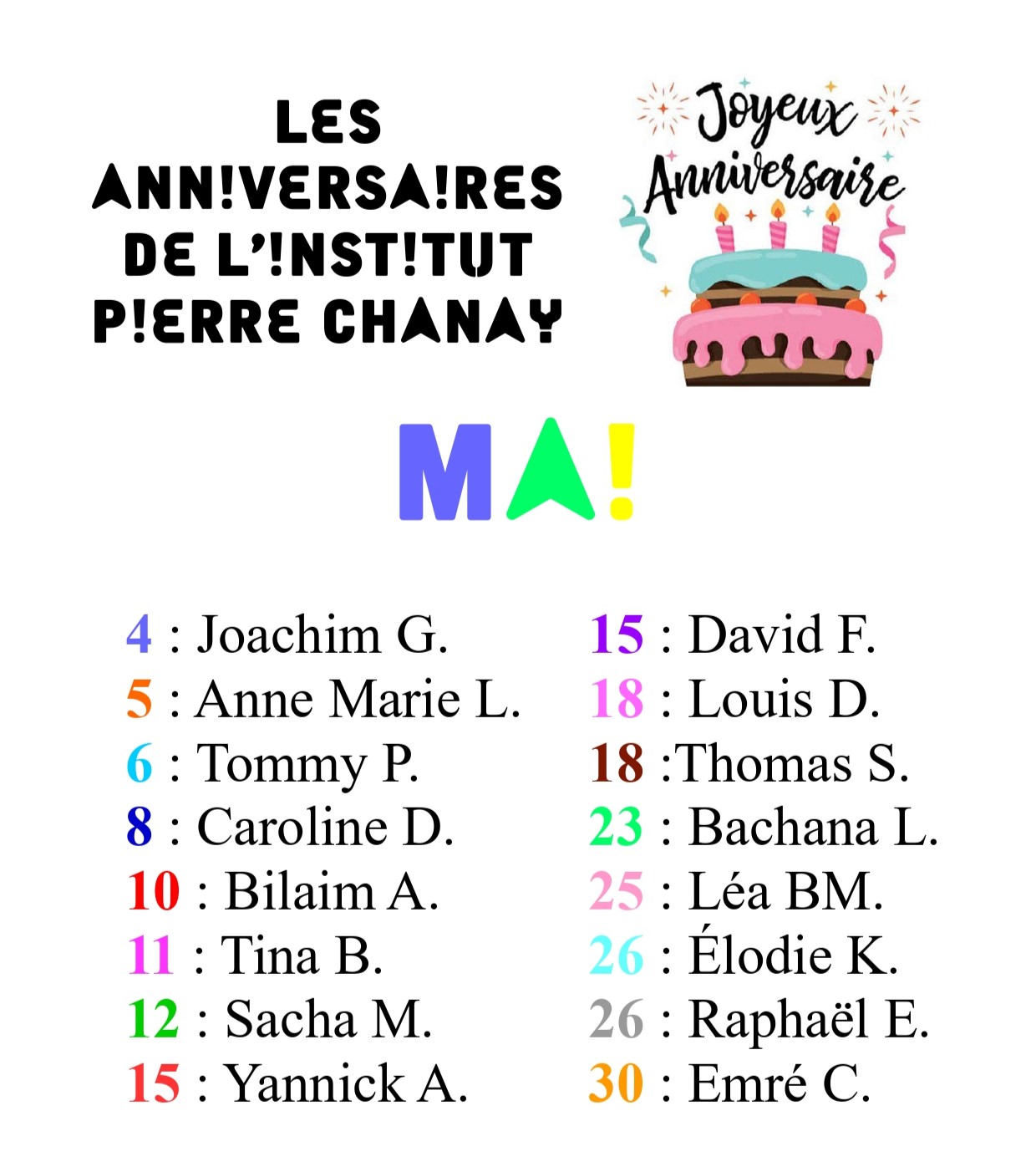 Anniversaires de Mai