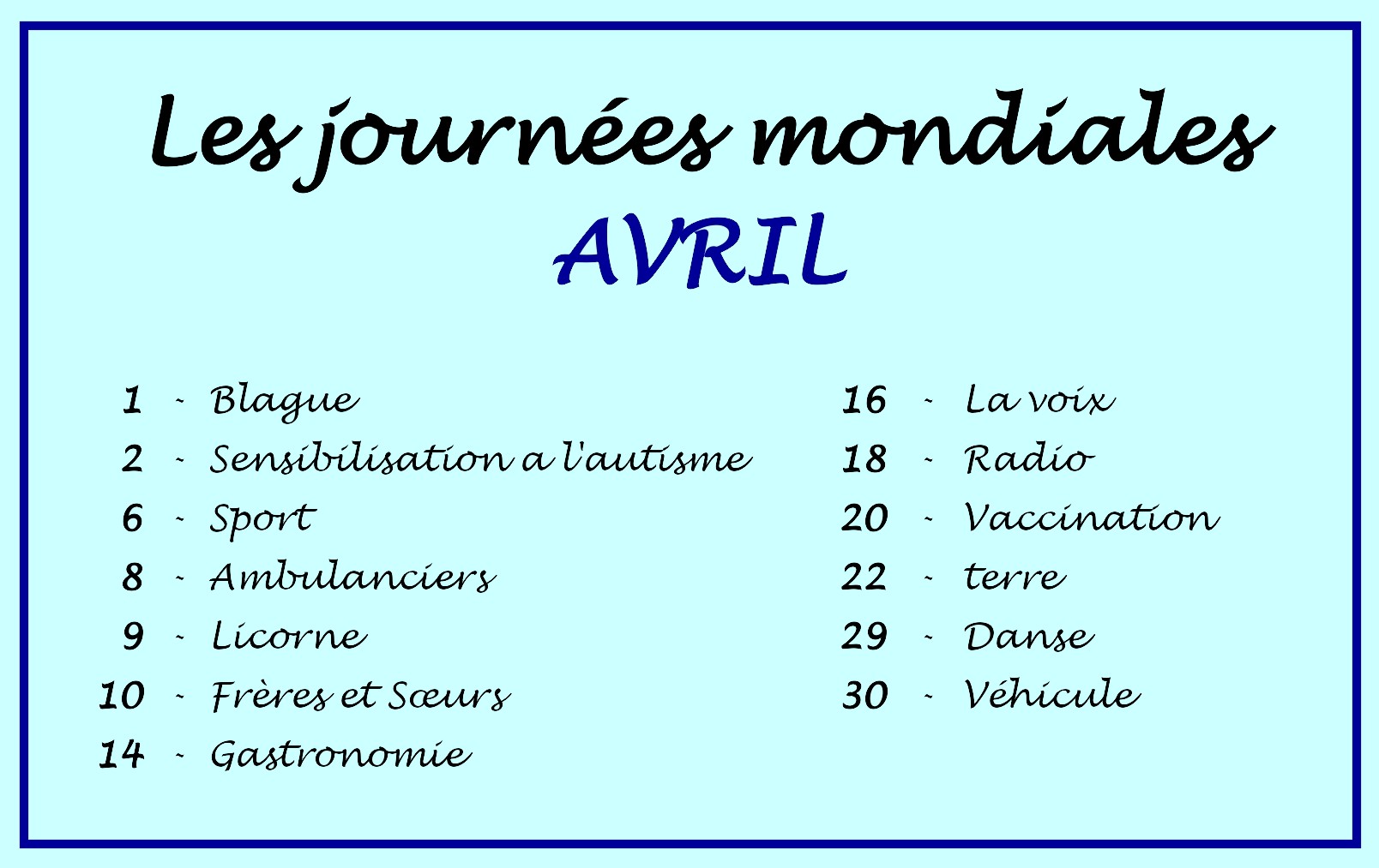 Journées mondiales d’Avril