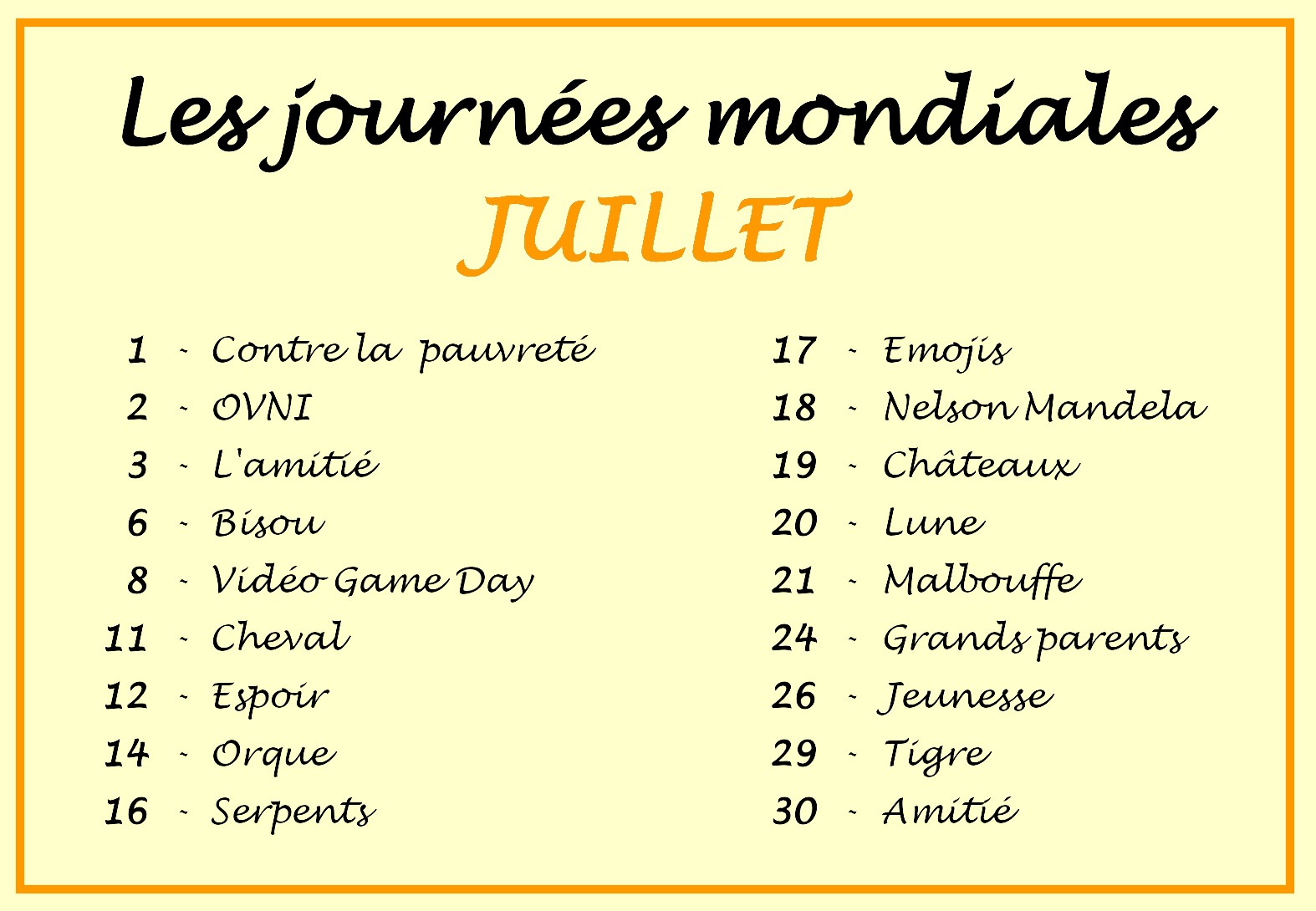 Journées mondiales de Juillet