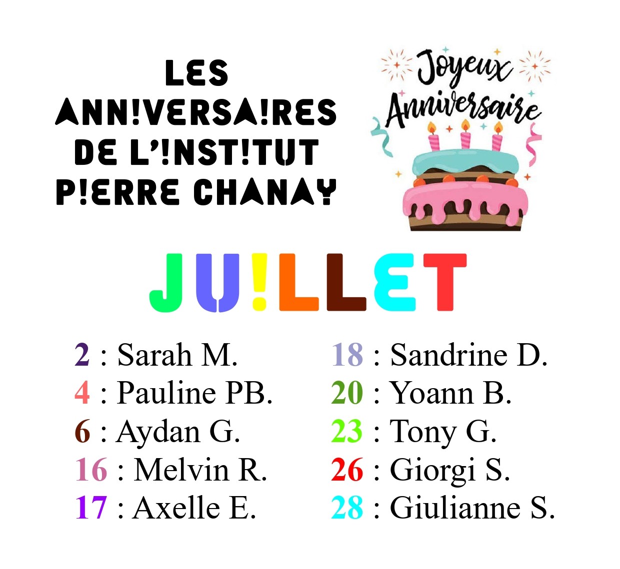 Anniversaire de Juillet